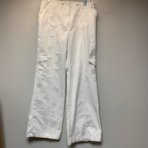 Habitual Girl Cargo Pants Women Large Off-White Good Wide Leg High Rise Utility